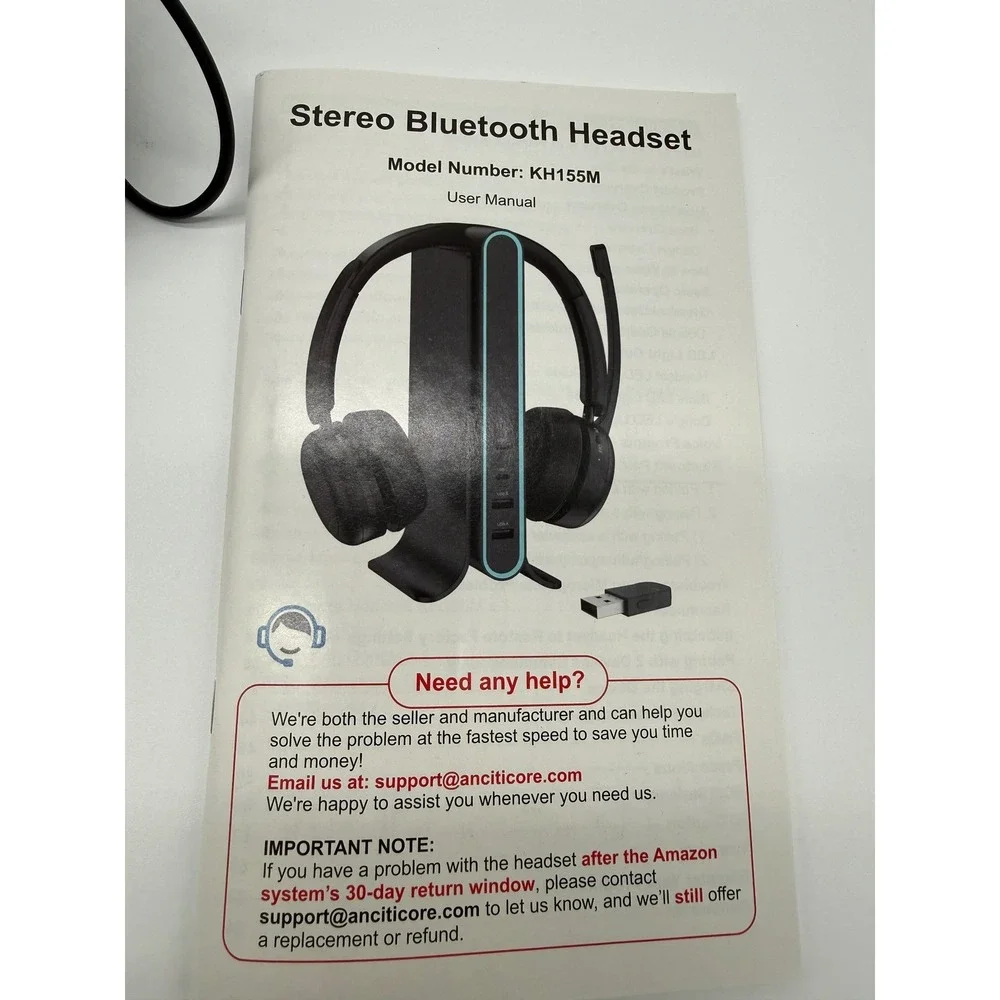 Anciticore KH155M Stereo Bluetooth Headset with Charging Stand and USB Hub Black